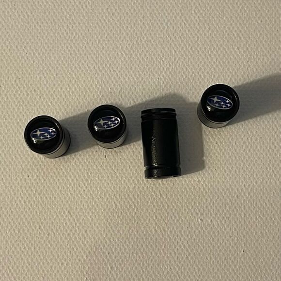 Subaru Valve Stem Caps in Black Set of 4 NWT - Picture 1 of 4